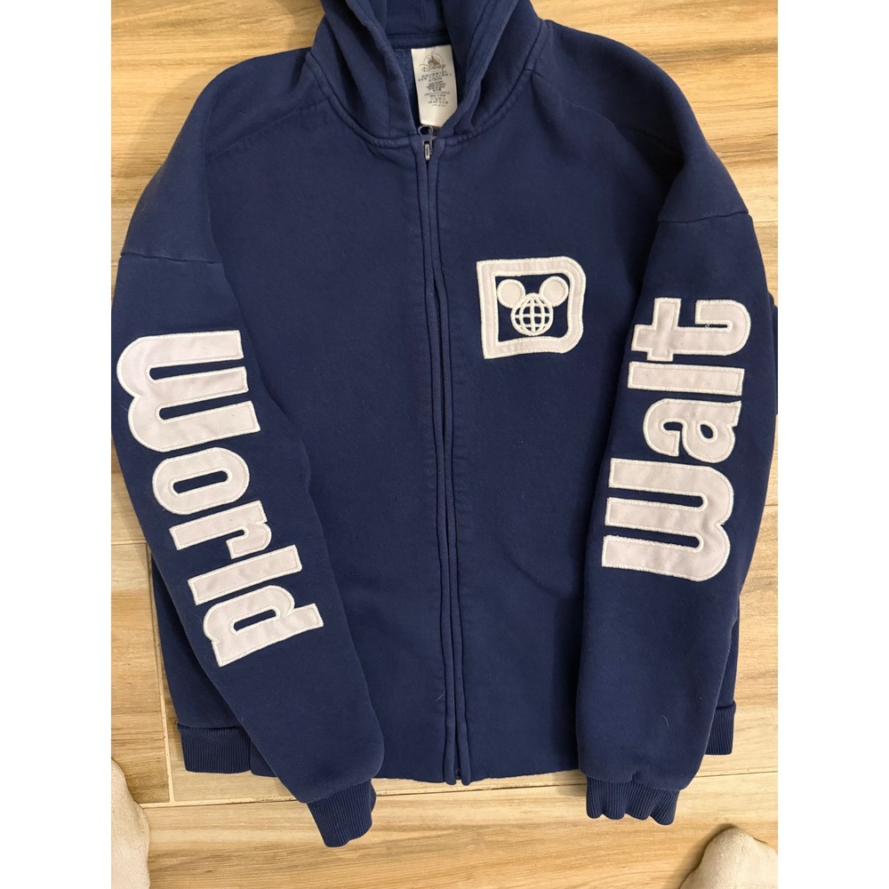 Walt Disney World Navy Blue Full Zip Hoodie Walt World Sleeves Small Est 1971 - Picture 4 of 8